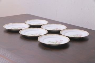 中古　ノリタケ(Noritake)　GALA CONTESSA(ガラコンテッサ)　深山半鐘蔓　ケーキプレート6枚セット(ケーキ皿、洋食器)(R-036833)