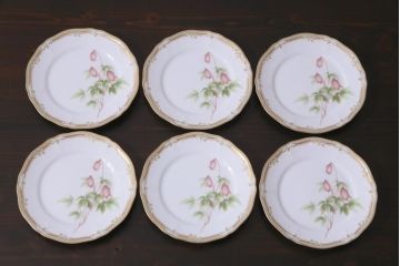中古　ノリタケ(Noritake)　GALA CONTESSA(ガラコンテッサ)　深山半鐘蔓　ケーキプレート6枚セット(ケーキ皿、洋食器)(R-036833)