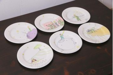 フランス　Gien(ジアン)　Le Petit Perince　星の王子さま　プレート6枚セット・箱付き(皿、洋食器)(R-036834)