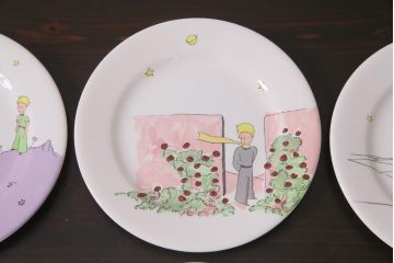 フランス　Gien(ジアン)　Le Petit Perince　星の王子さま　プレート6枚セット・箱付き(皿、洋食器)(R-036834)