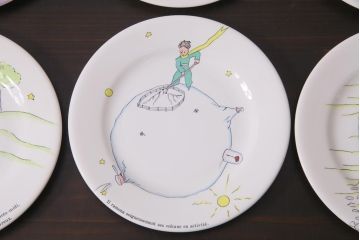 フランス　Gien(ジアン)　Le Petit Perince　星の王子さま　プレート6枚セット・箱付き(皿、洋食器)(R-036834)