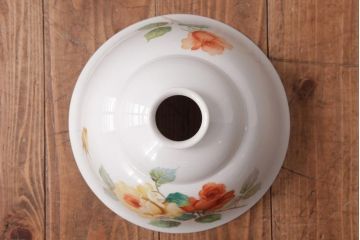 アンティーク家具　オールドノリタケ・則武(日陶)　ローズ(薔薇)　鮮やかな絵柄が目を引く電笠(天井照明、シェード)(R-036835)
