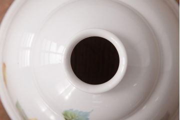 アンティーク家具　オールドノリタケ・則武(日陶)　ローズ(薔薇)　鮮やかな絵柄が目を引く電笠(天井照明、シェード)(R-036835)