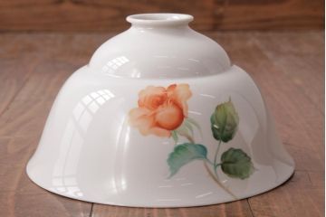 アンティーク家具　オールドノリタケ・則武(日陶)　ローズ(薔薇)　鮮やかな絵柄が目を引く電笠(天井照明、シェード)(R-036835)