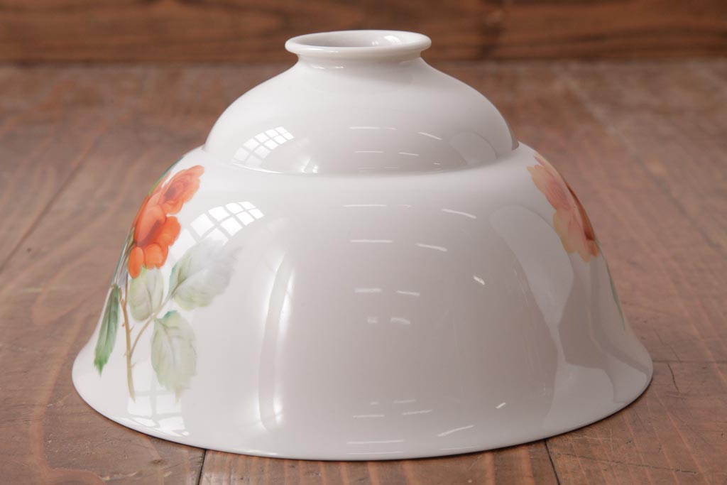 アンティーク家具　オールドノリタケ・則武(日陶)　ローズ(薔薇)　鮮やかな絵柄が目を引く電笠(天井照明、シェード)(R-036835)