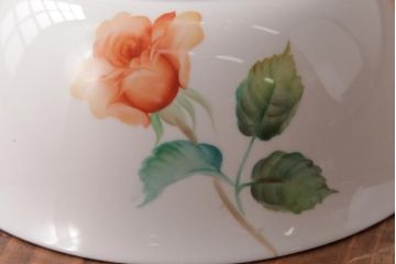 アンティーク家具　オールドノリタケ・則武(日陶)　ローズ(薔薇)　鮮やかな絵柄が目を引く電笠(天井照明、シェード)(R-036835)