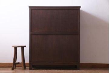 ラフジュ工房オリジナル　アンティーク建具リメイク　組子が目を引く書院戸を活かした和風キャビネット(収納棚、戸棚)(R-036840)