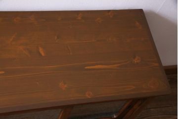 アンティーク家具　結霜ガラス入り　リメイク　脚付き　桃の取っ手がアクセントになったテレビ台(収納棚、キャビネット、戸棚、リビングボード)