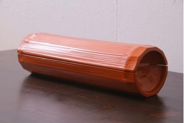 昭和期　山田平安堂　呉藤友乗作　竹菓子器・箱付き(漆器、蓋物)(R-036843)