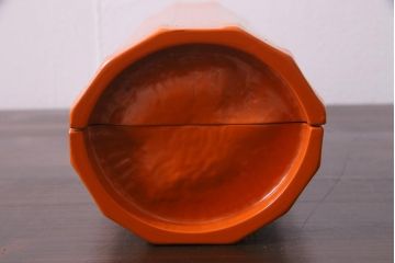 昭和期　山田平安堂　呉藤友乗作　竹菓子器・箱付き(漆器、蓋物)(R-036843)