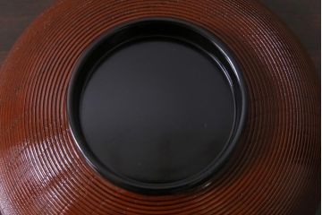 中古　和光堂謹製　輪島塗　波千鳥蒔絵　煮物椀5客セット・箱付き(木製漆器、蓋付お椀)(R-036845)