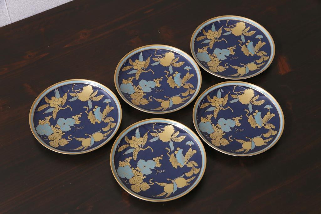 中古　廃版品　ノリタケ(Noritake)　Studio Collection(スタジオコレクション)　玉鬘(たまかずら)　銘々皿5枚セット・箱付き(プレート、食器)