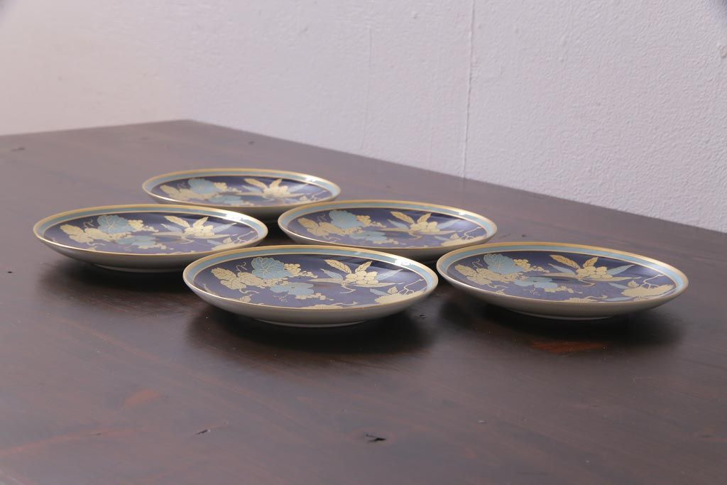 中古　廃版品　ノリタケ(Noritake)　Studio Collection(スタジオコレクション)　玉鬘(たまかずら)　銘々皿5枚セット・箱付き(プレート、食器)