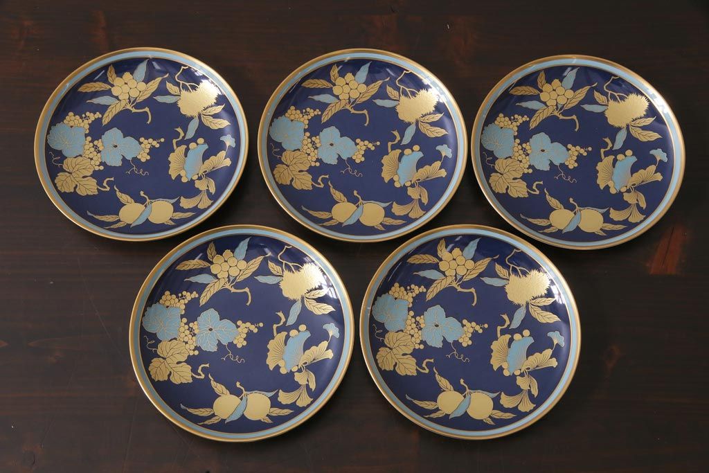 中古　廃版品　ノリタケ(Noritake)　Studio Collection(スタジオコレクション)　玉鬘(たまかずら)　銘々皿5枚セット・箱付き(プレート、食器)