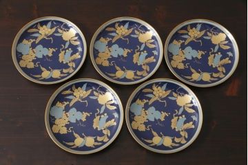 中古　廃版品　ノリタケ(Noritake)　Studio Collection(スタジオコレクション)　玉鬘(たまかずら)　銘々皿5枚セット・箱付き(プレート、食器)