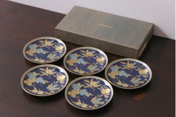 中古　廃版品　ノリタケ(Noritake)　Studio Collection(スタジオコレクション)　玉鬘(たまかずら)　銘々皿5枚セット・箱付き(プレート、食器)