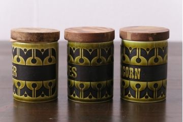 イギリスビンテージ雑貨　HORNSEA(ホーンジー)　HEIRLOOM(エアルーム)　スパイスジャー3個セット(調味料入れ、ディスプレイ雑貨)(R-036847)