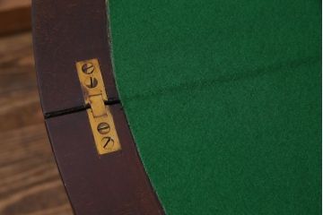 アンティーク家具　英国イギリスアンティーク　マホガニー材　ラウンド型のカードテーブル(コンソールテーブル、エクステンションテーブル)(R-036853)