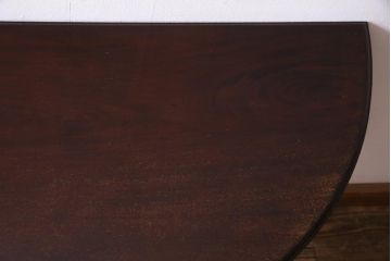アンティーク家具　英国イギリスアンティーク　マホガニー材　ラウンド型のカードテーブル(コンソールテーブル、エクステンションテーブル)(R-036853)