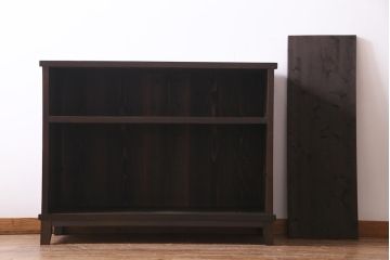 アンティーク家具　当店オリジナルガラス・モールガラス　前面ケヤキ材　懐かしさ感じるリメイクキャビネット(収納棚、ガラス戸棚、サイドボード)(R-036855)