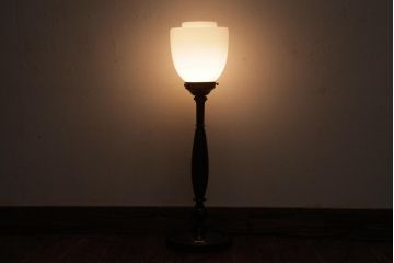 ビンテージ照明　ニレ材　ぼんぼりのような灯りが素敵なスタンドライト(照明、フロアスタンド)