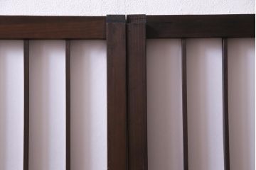 アンティーク建具　ダイヤガラスと障子を組み合わせたレトロな格子戸2枚セット(窓、建具、引き戸、障子戸)(R-036863)