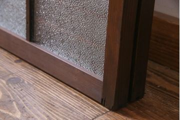 アンティーク建具　ダイヤガラスと障子を組み合わせたレトロな格子戸2枚セット(窓、建具、引き戸、障子戸)(R-036863)
