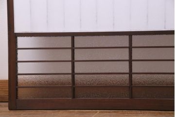 アンティーク建具　ダイヤガラスと障子を組み合わせたレトロな格子戸2枚セット(窓、建具、引き戸、障子戸)(R-036863)