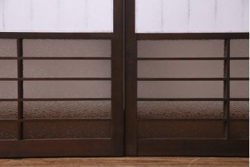 アンティーク建具　ダイヤガラスと障子を組み合わせたレトロな格子戸2枚セット(窓、建具、引き戸、障子戸)(R-036863)
