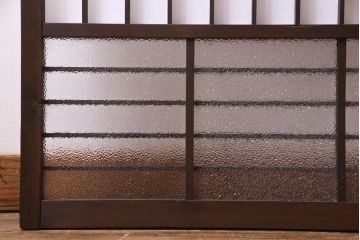 アンティーク建具　ダイヤガラスと障子を組み合わせたレトロな格子戸2枚セット(窓、建具)(R-036863)