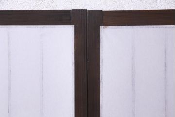アンティーク建具　ダイヤガラスと障子を組み合わせたレトロな格子戸2枚セット(窓、建具)(R-036863)