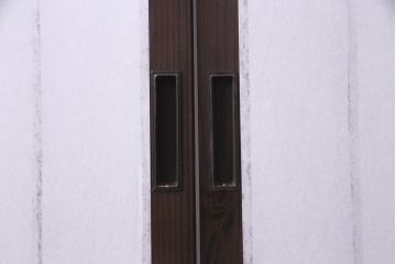 アンティーク建具　ダイヤガラスと障子を組み合わせたレトロな格子戸2枚セット(窓、建具)(R-036863)
