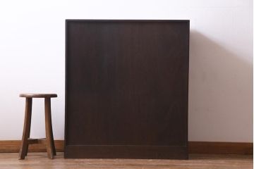 アンティーク家具　指物家具　上手物!　縞黒檀材・栓材・桐材　上質な作りの茶箪笥(和タンス、違い棚、桐箪笥、桐たんす)(R-036865)