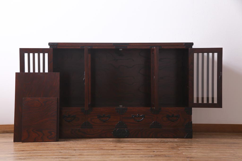 中古　伝統民芸家具　岩谷堂箪笥　No.746　覚山サイドボード(収納棚、タンス)(定価約60万円)(R-036866)