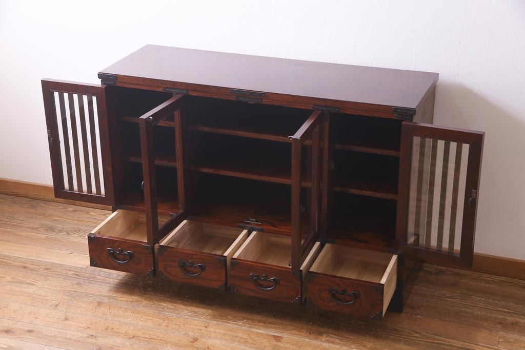 中古　伝統民芸家具　岩谷堂箪笥　No.746　覚山サイドボード(収納棚、タンス)(定価約60万円)(R-036866)