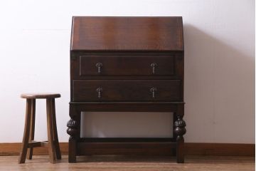 アンティーク家具　イギリスアンティーク　オーク材製のクラシカルなライティングビューロー(簿記机、在宅ワーク、在宅用デスク)(R-036867)