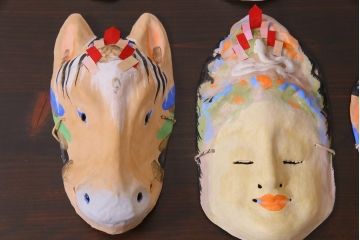 昭和期　藤原孚石作　厄除　嵯峨面　歳頭招福面　6個セット・紙箱付き(干支)(R-036868)