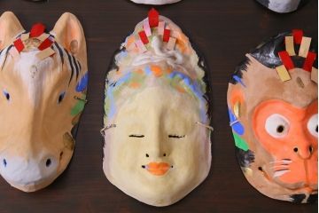 昭和期　藤原孚石作　厄除　嵯峨面　歳頭招福面　6個セット・紙箱付き(干支)(R-036868)