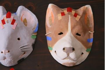 昭和期　藤原孚石作　厄除　嵯峨面　歳頭招福面　6個セット・紙箱付き(干支)(R-036869)