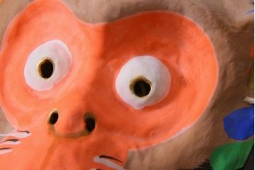 昭和期　藤原孚石作　厄除　嵯峨面　歳頭招福面　6個セット・紙箱付き(干支)(R-036869)