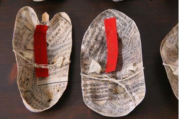 昭和期　藤原孚石作　厄除　嵯峨面　歳頭招福面　6個セット・紙箱付き(干支)(R-036869)