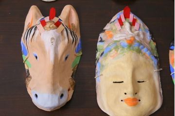 昭和期　藤原孚石作　厄除　嵯峨面　歳頭招福面　6個セット・紙箱付き(干支)(R-036870)