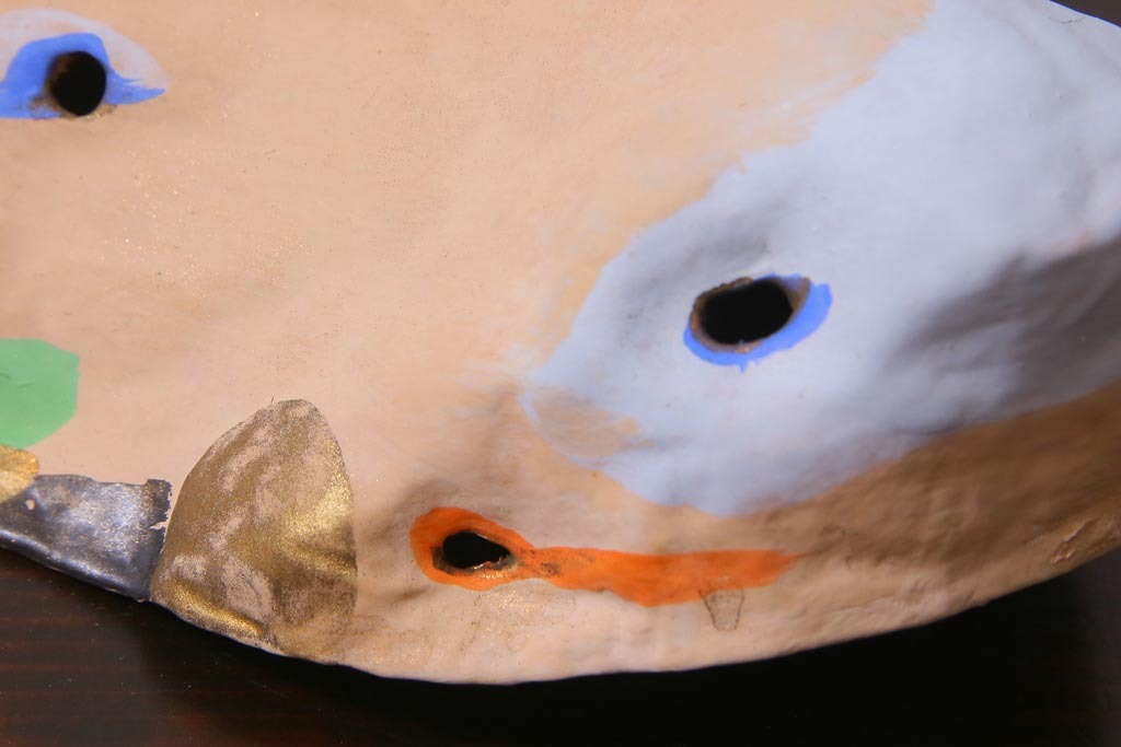 昭和期　藤原孚石作　厄除　嵯峨面　歳頭招福面　6個セット・紙箱付き(干支)(R-036870)