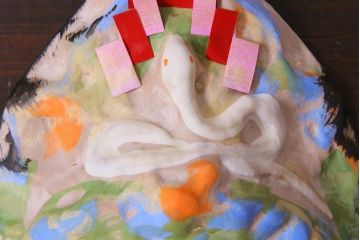 昭和期　藤原孚石作　厄除　嵯峨面　歳頭招福面　6個セット・紙箱付き(干支)(R-036870)