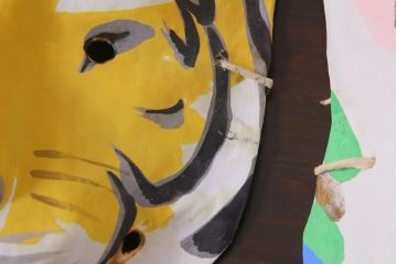 昭和期　藤原孚石作　厄除　嵯峨面　歳頭招福面　6個セット・紙箱付き(干支)(R-036871)