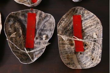 昭和期　藤原孚石作　厄除　嵯峨面　歳頭招福面　6個セット・紙箱付き(干支)(R-036871)