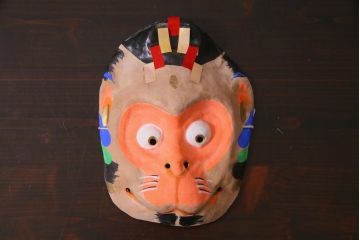 昭和期　藤原孚石作　厄除　嵯峨面　歳頭招福面　5個セット・紙箱付き(干支)(R-036872)