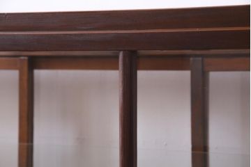 レトロ家具　ヒノキ材　シンプルな引き出し付きガラスケース(ショーケース、陳列棚)(R-036875)