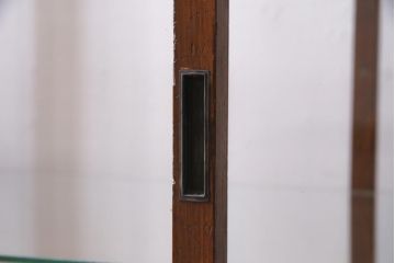 レトロ家具　ヒノキ材　シンプルな引き出し付きガラスケース(ショーケース、陳列棚)(R-036875)