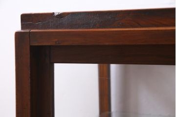 レトロ家具　ヒノキ材　シンプルな引き出し付きガラスケース(ショーケース、陳列棚)(R-036875)